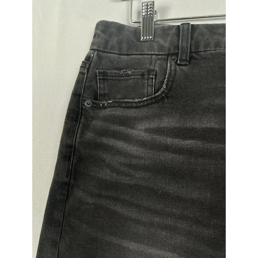 American Eagle Black Distressed Raw Hem Stretch Denim Shorts Womens Size 12